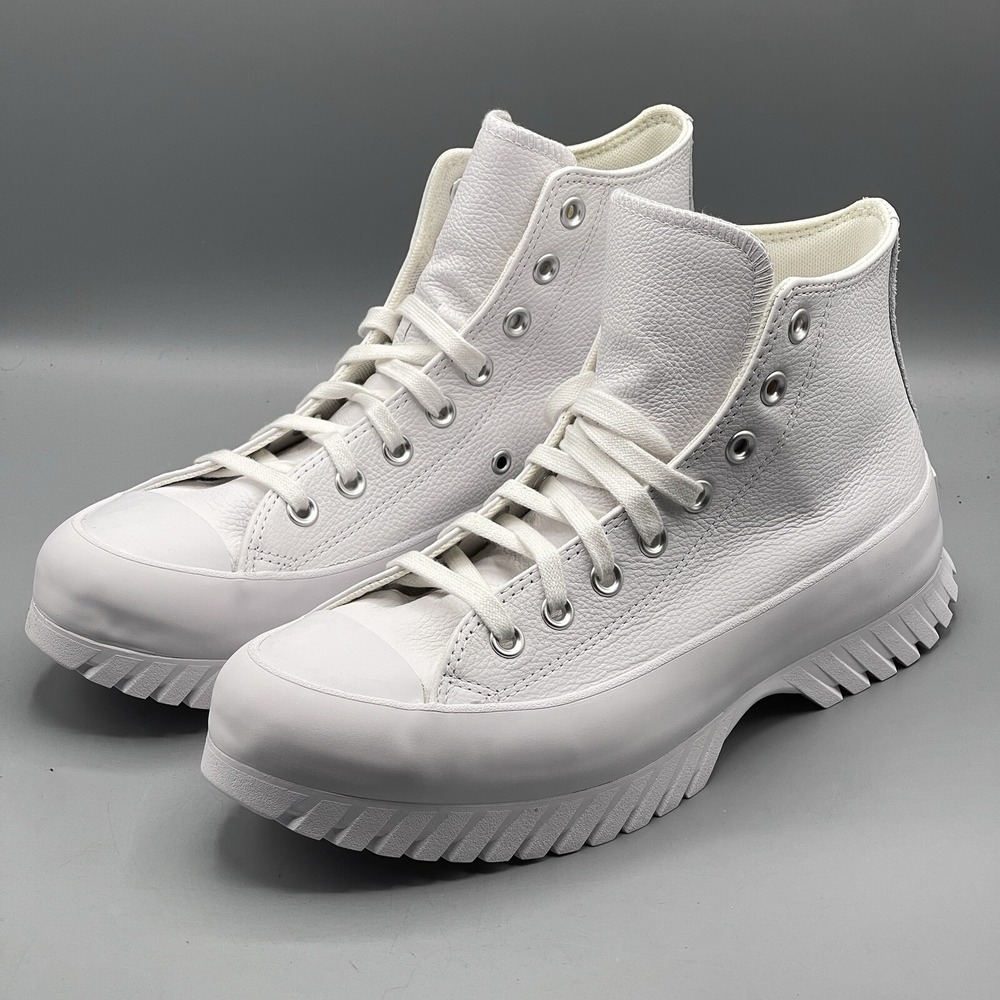 Converse Men's 8.5 Sneakers White Leather High Top Women's 10.5 CTAS Lugged